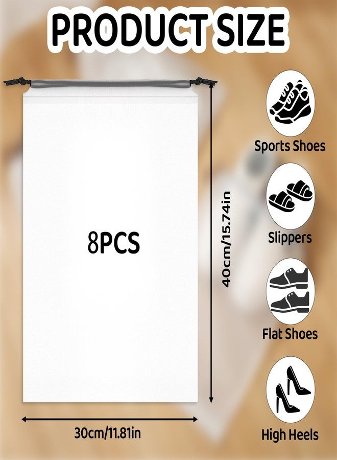 LUSTRIB 8 Pack Waterproof Shoe Bags for Travel, 15.7 x 11.8 Inch Clear Travel Essentials Drawstring Shoe Storage Bags for Packing, Portable Large Shoe Bag for Men and Women - Image 2
